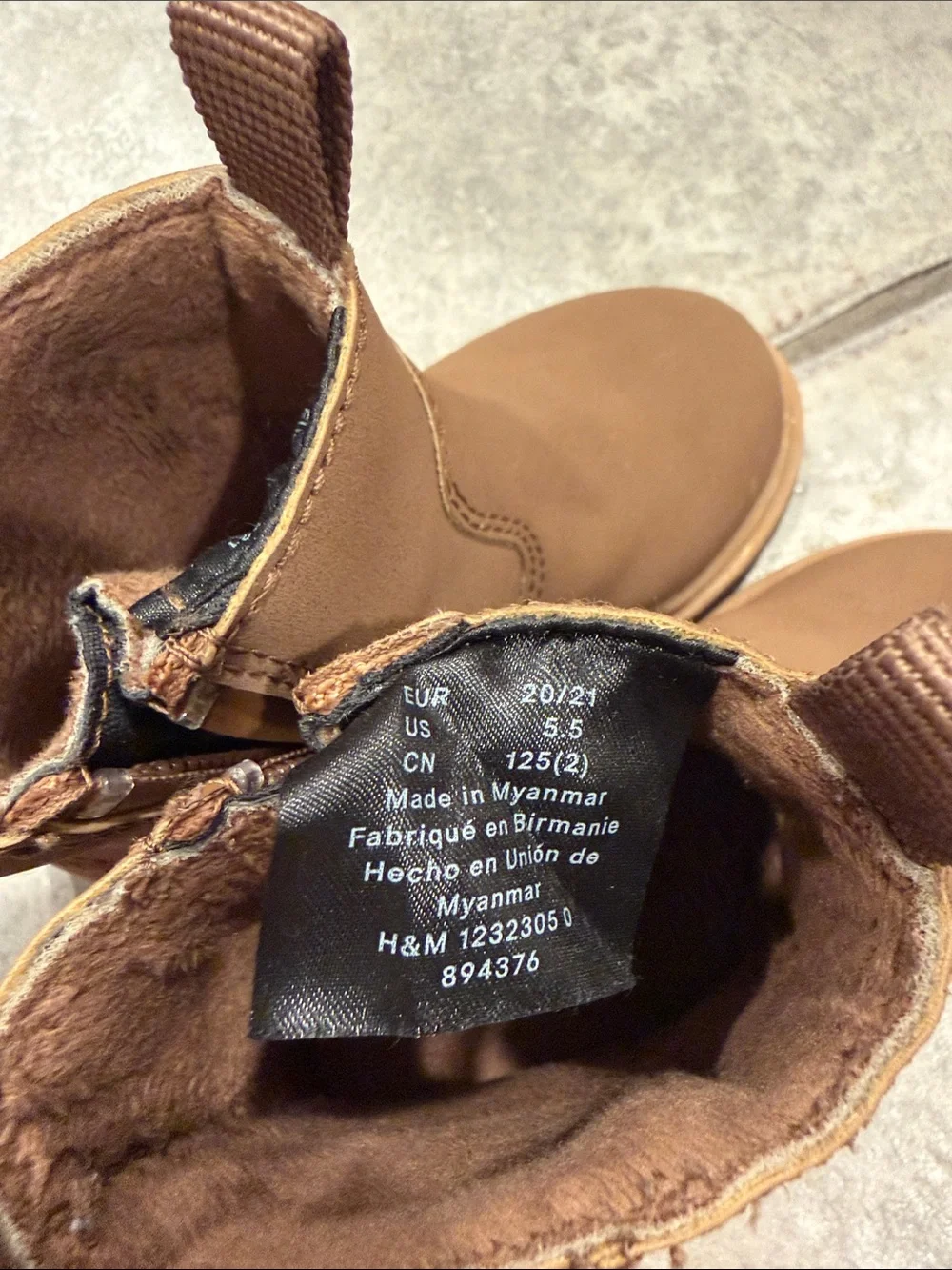 Waterproof little kids Brown Faux-Fur Lined Ankle Boots size 5.5